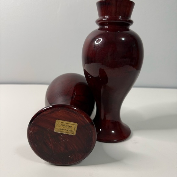 Vintage Heavy Italian Red  Marble Candleholders - Picture 6 of 9